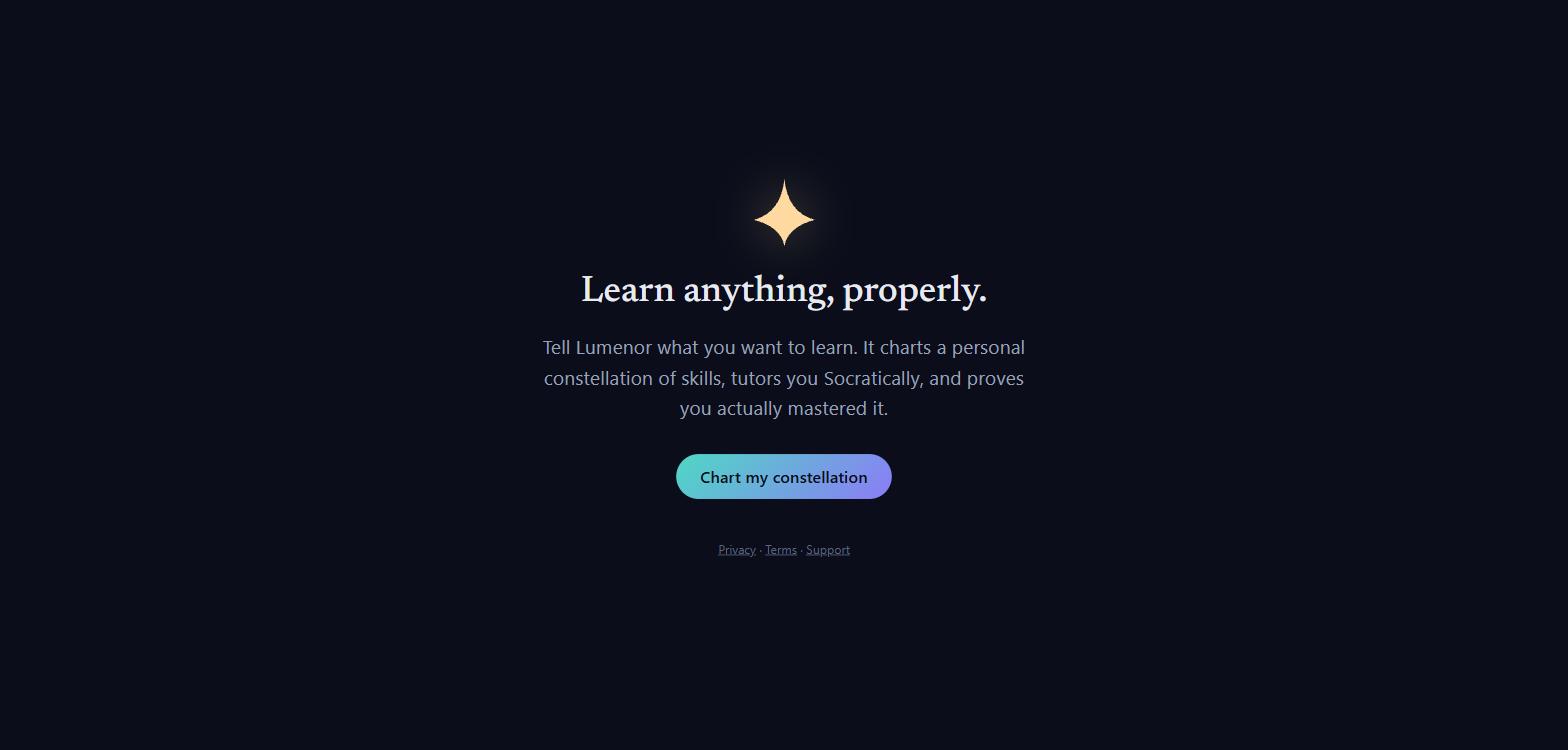 Lumenor live homepage screenshot